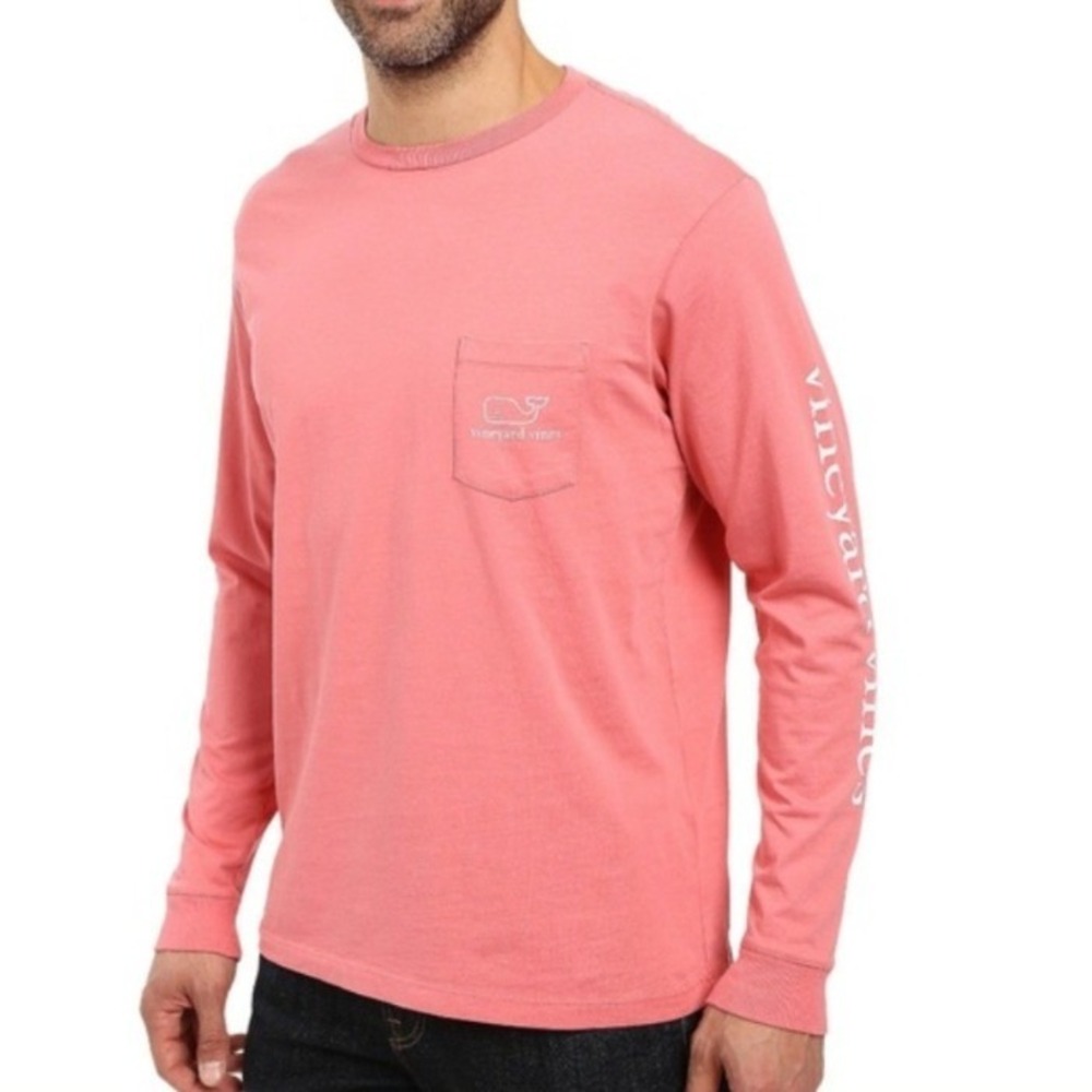 Vineyard Vines Men's Salmon Pink 100% Cotton Long Sleeve T-Shirt - Size XXL